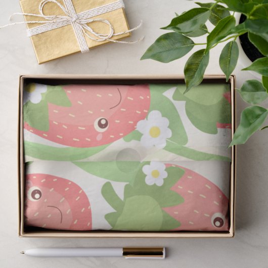 Mooie Aardbeientuin Tissuepapier (Geschenk)