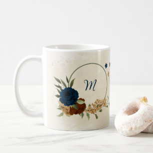 Mooie aardetoon marine bloem koffiemok