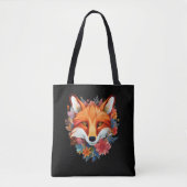 Mooie Aardige Waterverf Vos Bloem Tote Bag (Voorkant)