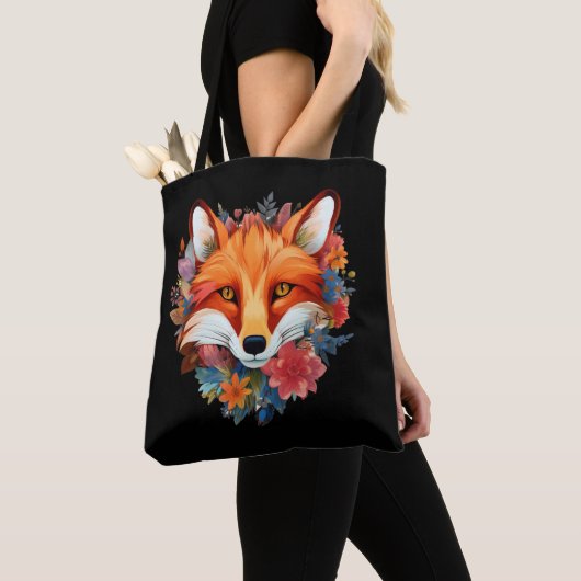 Mooie Aardige Waterverf Vos Bloem Tote Bag (Dichtbij)