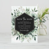 Mooie aardse bloemen salie groene bruiloft save the date (Staand voorkant)