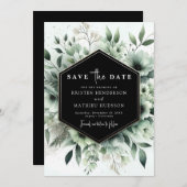 Mooie aardse bloemen salie groene bruiloft save the date (Voorkant / Achterkant)