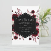 Mooie aardse Bourgondische bruiloft Save The Date (Staand voorkant)