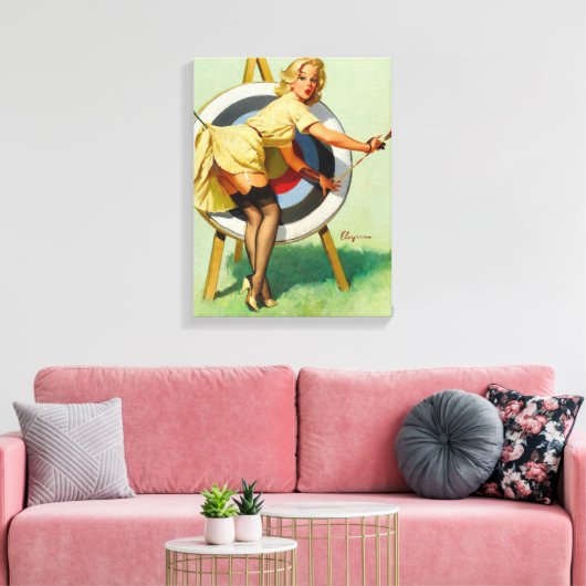 Mooie aartsheet - Retro Pin Up Girl Canvas Afdruk (Insitu (Woonkamer))