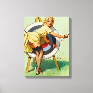 Mooie aartsheet - Retro Pin Up Girl Canvas Afdruk