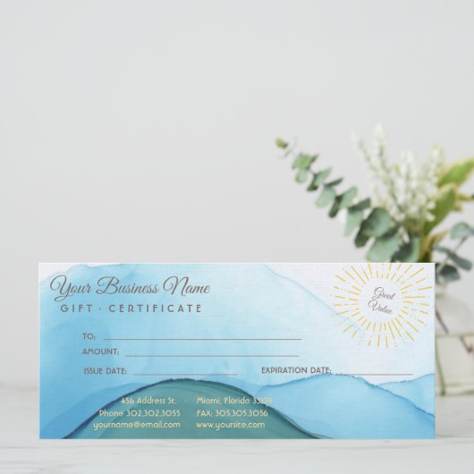 Mooie Abstract Blauwe Waterverf Inkt (Staand voorkant)