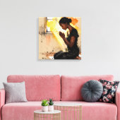 Mooie abstracte Afro-Amerikaanse vrouw bidt Canvas Afdruk (Insitu (Woonkamer))