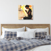 Mooie abstracte Afro-Amerikaanse vrouw bidt Canvas Afdruk (Insitu (Slaapkamer))