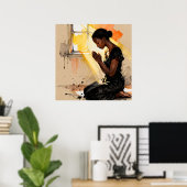 Mooie abstracte Afro-Amerikaanse vrouw bidt Poster (Thuiskantoor)