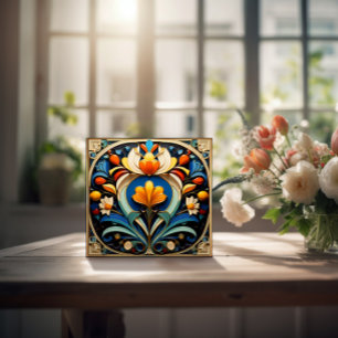 Mooie Abstracte Art Deco Keramische Tegel Tegeltje