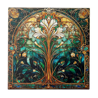 Mooie Abstracte Art Deco Nouveau Keramische Tegel Tegeltje