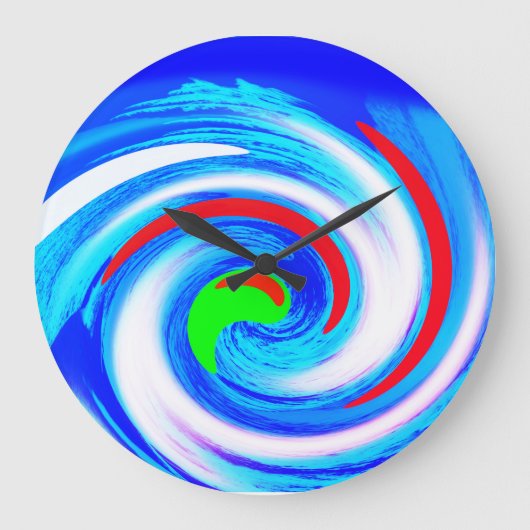 Mooie abstracte blauwe kunst grote klok (Voorkant)