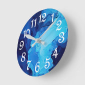 Mooie Abstracte Blauwe Moderne Artistieke Fluid Ar Ronde Klok (Hoek)