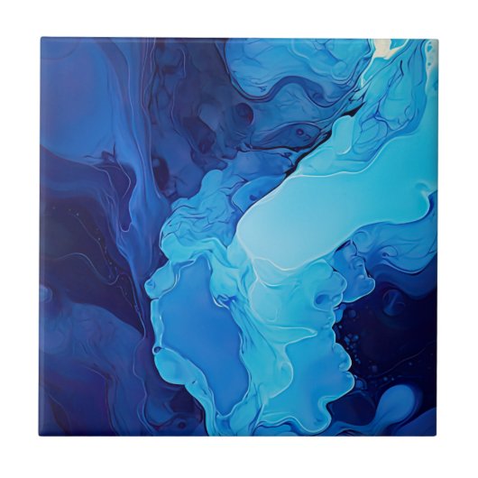 Mooie Abstracte Blauwe Moderne Artistieke Fluid Ar Tegeltje (Voorkant)