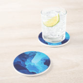 Mooie Abstracte Blauwe Moderne Artistieke Fluid Ar Zandsteen Onderzetter (Zijkant)