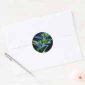 Mooie Abstracte Blauwgroen limoen groene bloemkuns Ronde Sticker (Envelop)