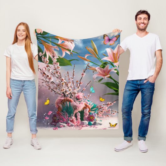 Mooie Abstracte Bloem Bloemen #3 Fleece Deken (In situ)