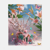 Mooie Abstracte Bloem Bloemen #3 Fleece Deken (Voorkant)