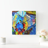 Mooie abstracte bloem vierkante klok (Huis)