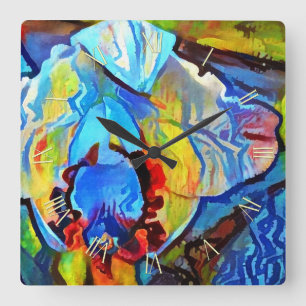 Mooie abstracte bloem vierkante klok