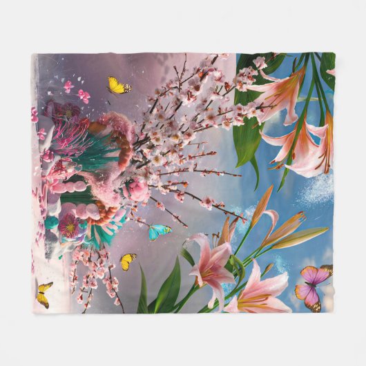 Mooie Abstracte bloemen #3 Fleece Deken (Voorkant (Horizontaal))