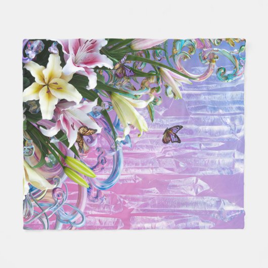 Mooie Abstracte bloemen #5 Fleece Deken (Voorkant (Horizontaal))