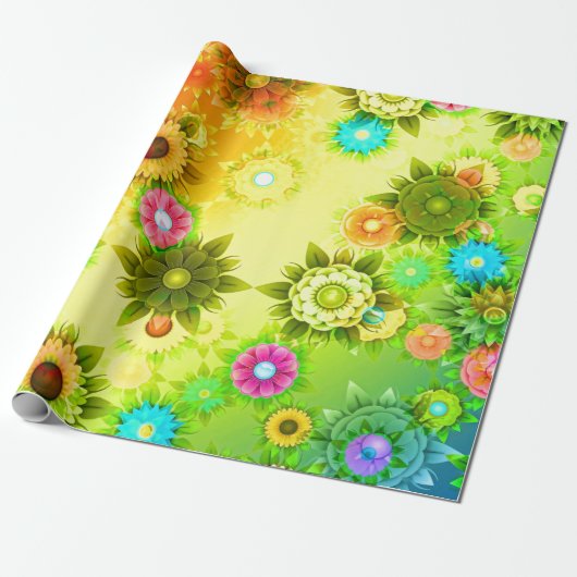 Mooie Abstracte bloemen Cadeaupapier (Uitgerold)