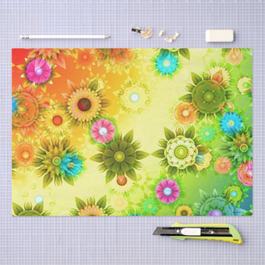 Mooie Abstracte bloemen Tissuepapier (Craft)