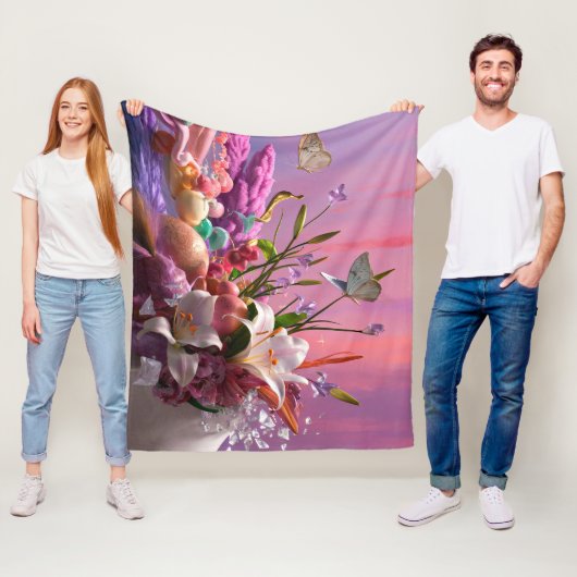 Mooie Abstracte Bloemige Bloemen #1 Fleece Deken (In situ)