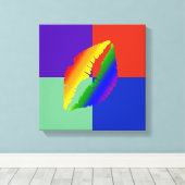 Mooie Abstracte Bruine Lippen Canvasprint Canvas Afdruk (Insitu (Houten vloer))