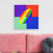 Mooie Abstracte Bruine Lippen Canvasprint Canvas Afdruk (Insitu (Woonkamer))