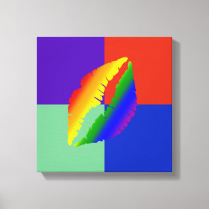 Mooie Abstracte Bruine Lippen Canvasprint Canvas Afdruk
