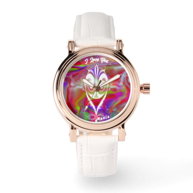 Mooie Abstracte Elegant Roos Gold Watch Horloge (Voorkant)