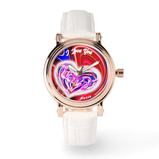 Mooie Abstracte Elegant Roos Gold Watch Horloge (Voorkant)