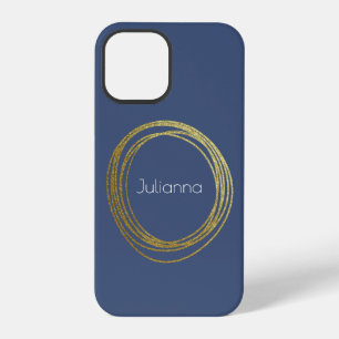 Mooie Abstracte Gouden Glitters Persoonlijke Navy iPhone 12 Pro Hoesje
