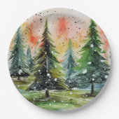 Mooie Abstracte kerstbomen gloeiende lucht Papieren Bordje (Voorkant)