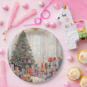 Mooie Abstracte kerstboom Stapels van geschenken Papieren Bordje (Feest)