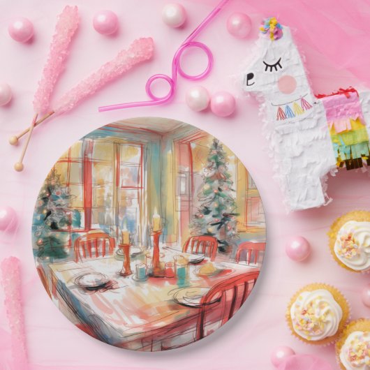 Mooie Abstracte kerstdiner tafel setting Papieren Bordje (Feest)