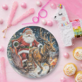 Mooie Abstracte kerstman en rendier in een haast Papieren Bordje (Feest)