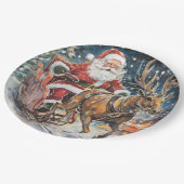 Mooie Abstracte kerstman en rendier in een haast Papieren Bordje (Gekanteld)