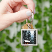 Mooie Abstracte kleine wintercabine Sleutelhanger (Hand)