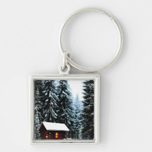 Mooie Abstracte kleine wintercabine Sleutelhanger