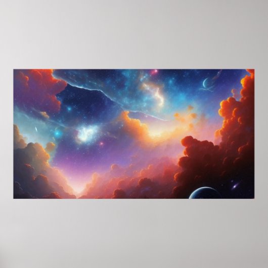 Mooie Abstracte kleuren Night Sky sterren 2 Poster (Voorkant)