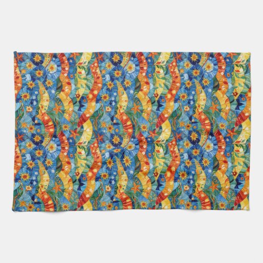 Mooie abstracte kleurrijke vormgeving theedoek (Horizontaal)