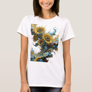 MOOIE ABSTRACTE KUNST MET EEN BOeket VOL LEVENSKLE T-shirt