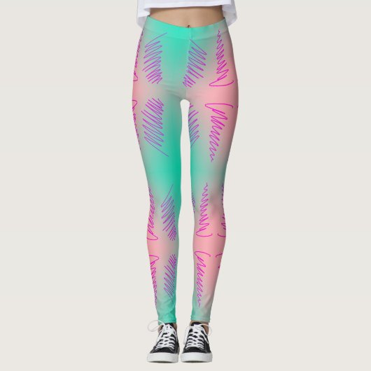 Mooie Abstracte Kunst Turquoise Roze Print Legging (Voorkant)