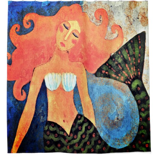 Mooie Abstracte kunst van Mermaid Douchegordijn (Voorkant)
