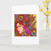 Mooie Abstracte kunst | Vrouwen met veren Kaart (Gele Bloem)