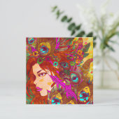 Mooie Abstracte kunst | Vrouwen met veren Kaart (Staand voorkant)