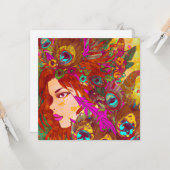 Mooie Abstracte kunst | Vrouwen met veren Kaart (Voorkant / Achterkant in situ)